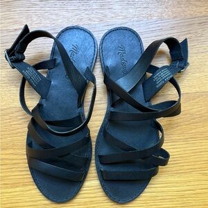 Madewell Black LeatherStrappy Sandals size 7.5 NEW